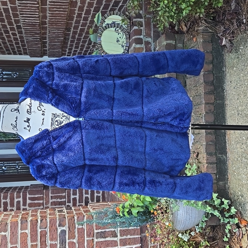 Christian Siriano Blue Faux Fur Jacket